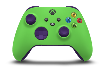 Manette avec corps Velocity Green, BMD Astral Purple et joysticks Astral Purple - Vue avant