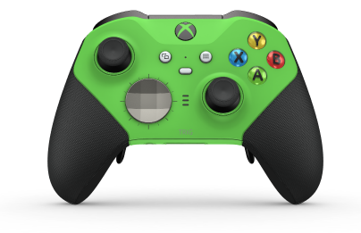 Xbox Elite Wireless Controller Series 2 - Core - Corps: Velocity Green + Rubberized Grips, BMD: Facette, Bright Silver (métal), Arrière: Velocity Green + Rubberized Grips