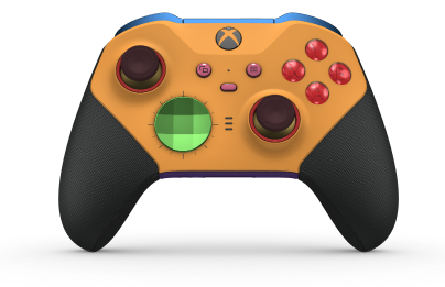 Xbox Elite Wireless Controller Series 2 - Core - Body: Soft Orange + Rubberized Grips, D-pad: Facet, Velocity Green (Metal), Back: Astral Purple + Rubberized Grips