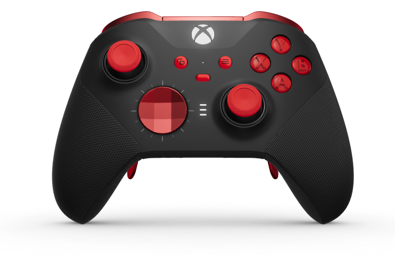 Xbox Elite Wireless Controller Series 2 – Core - Behuizing voorzijde: Carbonzwart + rubberen handvatten, D-pad: Facet, Pulse Red (Metal), Behuizing achterzijde: Carbonzwart + rubberen handvatten