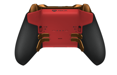 Xbox Elite Wireless Controller Series 2 - Core - Behuizing voorzijde: Pulsrood + rubberen handvatten, D-pad: Cross, Soft Orange (Metal), Behuizing achterzijde: Pulsrood + rubberen handvatten