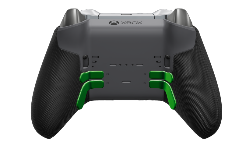 Xbox Elite Wireless Controller Series 2 - Core - Body: Carbon Black + Rubberized Grips, D-pad: Faceted, Bright Silver (Metal), Back: Storm Gray + Rubberized Grips