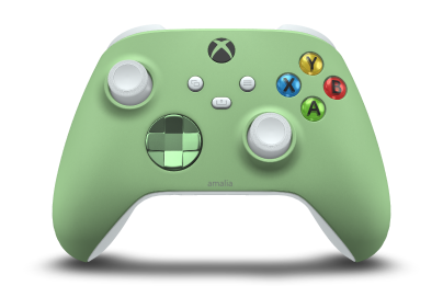 Xbox Wireless Controller - Corps: Soft Green, BMD: Soft Green (métallique), Joysticks: Robot White