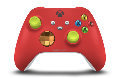 Controller Wireless per Xbox - Body: Pulse Red, D-Pads: Soft Orange (Metallic), Thumbsticks: Electric Volt