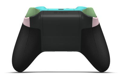 Controller with Soft Pink body, Soft Green D-pad, and Glacier Blue thumbsticks - back view