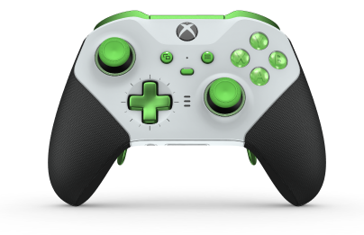 Xbox Elite Wireless Controller Series 2 - Core - Framsida: Robot White + gummerat grepp, Styrknapp: Kors, Velocity Green (Metall), Baksida: Robot White + gummerat grepp