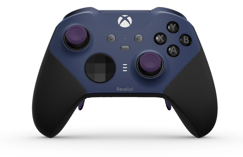 Xbox Elite Wireless Controller Series 2 - Core - Behuizing voorzijde: Nachtblauw + rubberen handvatten, D-pad: Gefacetteerd, carbonzwart (metaal), Behuizing achterzijde: Carbonzwart + rubberen handvatten