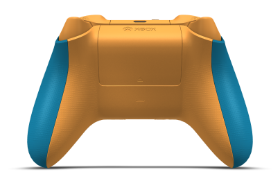 Controller with Mineral Blue body, Ash Grey D-pad, and Ash Grey thumbsticks - back view