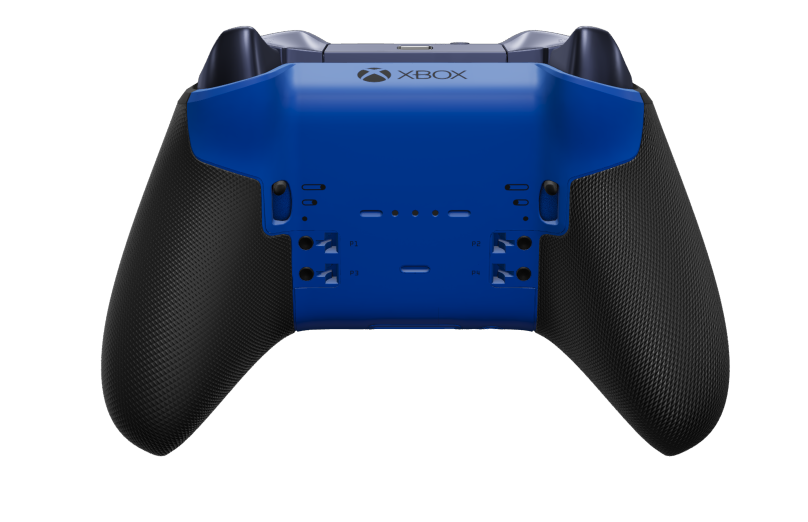 Xbox Elite Wireless Controller Series 2 - Core - Corps: Shock Blue + poignées caoutchoutées, BMD: À facettes, Storm Gray (métal), Arrière: Shock Blue + poignées caoutchoutées