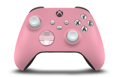 Controller with Retro Pink body, Soft Pink D-pad, and Robot White thumbsticks - front view