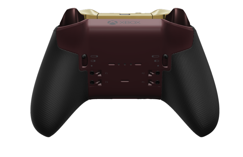 Xbox Elite Wireless Controller Series 2 - Core - Hoveddel: Granatrød + gummigreb, D-blok: Facetteret, guldfarvet (metal), Bagside: Granatrød + gummigreb