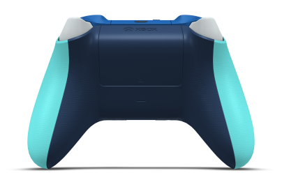 Controller with Glacier Blue body, Shock Blue D-pad, and Midnight Blue thumbsticks - back view