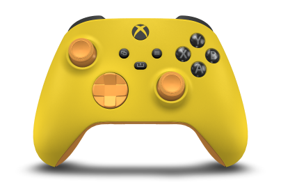 Xbox Wireless Controller - Korpus: Piorunujący żółty, Pady kierunkowe: Delikatny pomarańczowy, Drążki: Delikatny pomarańczowy