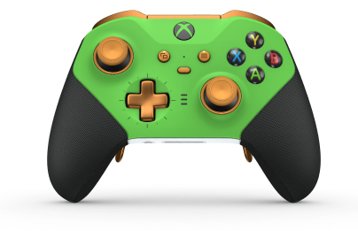 Xbox Elite ワイヤレスコントローラー シリーズ 2 - Core - Framsida: Velocity Green + gummerat grepp, Styrknapp: Kors, Ljusorange (Metall), Baksida: Robot White + gummerat grepp