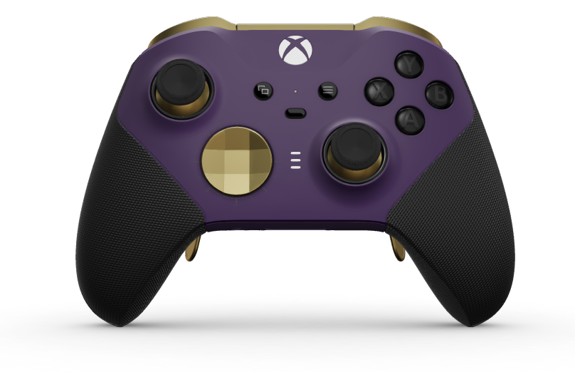 Xbox Elite Wireless Controller Series 2 - Core - Framsida: Astral Purple + gummerat grepp, Styrknapp: Facetterad, Hero Gold (metallic), Baksida: Astral Purple + gummerat grepp