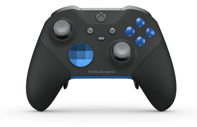 Xbox Elite Wireless Controller Series 2 - Core - Corps: Carbon Black + Rubberized Grips, BMD: Facette, Photon Blue (métal), Arrière: Shock Blue + Rubberized Grips