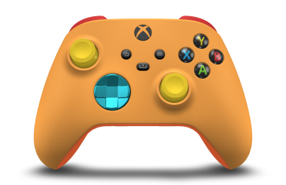 Xbox Wireless Controller - Hoofdtekst: Zachtoranje, D-Pads: Libelleblauw (metallic), Duimsticks: Lighting Yellow
