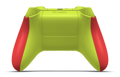 Controller with Pulse Red body, Electric Volt (Metallic) D-pad, and Electric Volt thumbsticks - back view