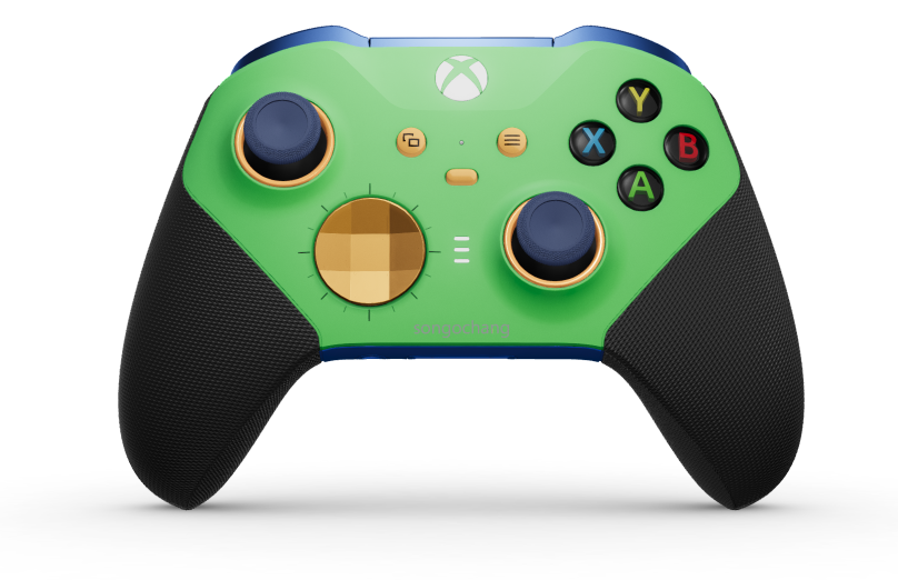 Xbox Elite Wireless Controller Series 2 – Core - Body: Velocity Green + Rubberized Grips, D-pad: Faceted, Soft Orange (Metal), Back: Shock Blue + Rubberized Grips