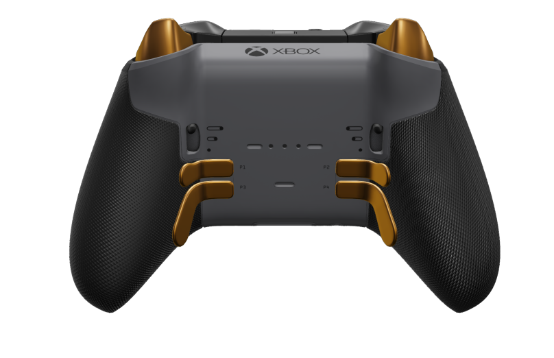 Xbox Elite Wireless Controller Series 2 - Core - Body: Storm Gray + Rubberized Grips, D-pad: Faceted, Soft Orange (Metal), Back: Storm Gray + Rubberized Grips