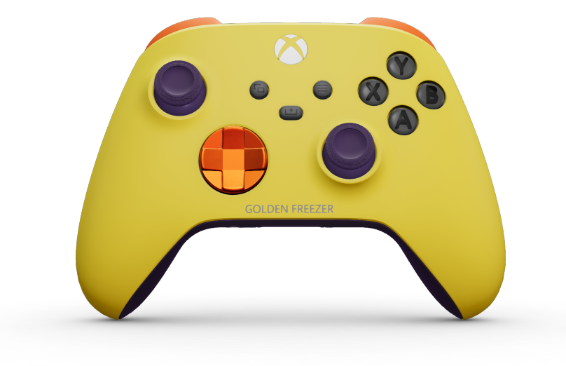 Xbox Wireless Controller - Body: Lightning Yellow, D-Pads: Zest Orange (Metallic), Thumbsticks: Astral Purple