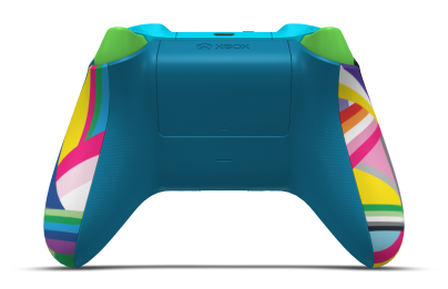 Controller with Pride body, Electric Volt D-pad, and Electric Volt thumbsticks - back view