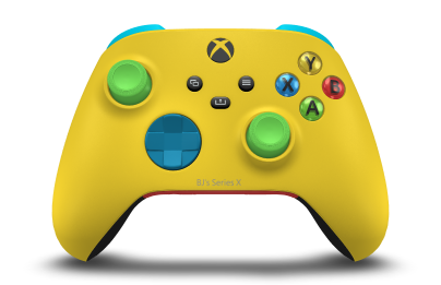 Xbox Wireless Controller - Corpo: Amarelo relâmpago, Botões Direcionais: Azul Mineral, Manípulos Analógicos: Verde Veloz