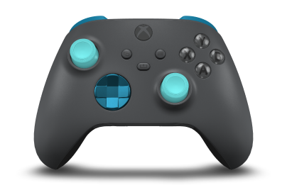 Kontroler bezprzewodowy Xbox - Corpo: Storm Grey, Botões Direcionais: Azul Mineral (Metálico), Manípulos Analógicos: Azul Glaciar