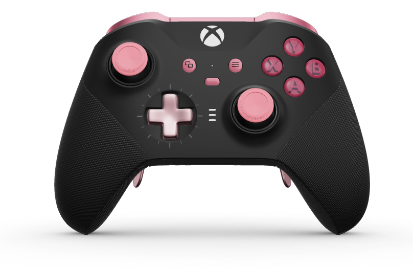 Xbox Elite Wireless Controller Series 2 - Core - Corps: Carbon Black + poignées caoutchoutées, BMD: Plus, Soft Pink (métal), Arrière: Carbon Black + poignées caoutchoutées
