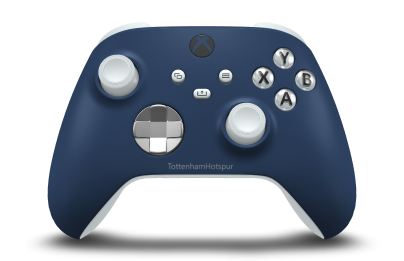 Kontroler bezprzewodowy Xbox - Hoofdtekst: Middernachtblauw, D-Pads: Helder zilver (metallic), Duimsticks: Robotwit