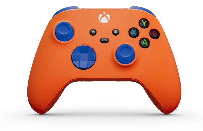 Xbox Wireless Controller - Cuerpo: Naranja intenso, Crucetas: Azul brillante, Palancas de mando: Azul brillante