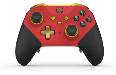 Xbox Elite Wireless Controller Series 2 - Core - Body: Pulse Red + Rubberized Grips, D-pad: Cross, Gold Matte (Metal), Back: Pulse Red + Rubberized Grips