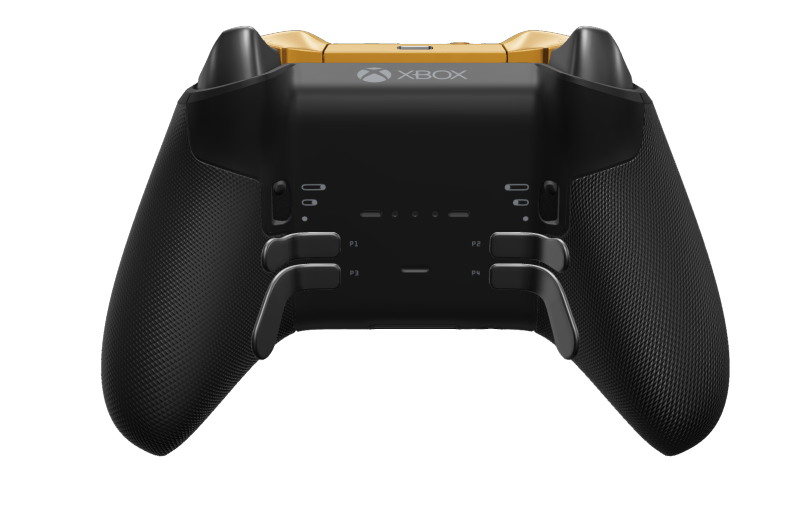 Xbox Elite Wireless Controller Series 2 – Core - Hus: Karbonsvart + gummierte grep, D-pad: Fasettert, stormgrå (metall), Tilbake: Karbonsvart + gummierte grep