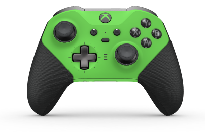 Xbox Elite ワイヤレスコントローラー シリーズ 2 - Core - Behuizing voorzijde: Velocity-groen + rubberen handvatten, D-pad: Cross, Storm Gray (Metal), Behuizing achterzijde: Velocity-groen + rubberen handvatten