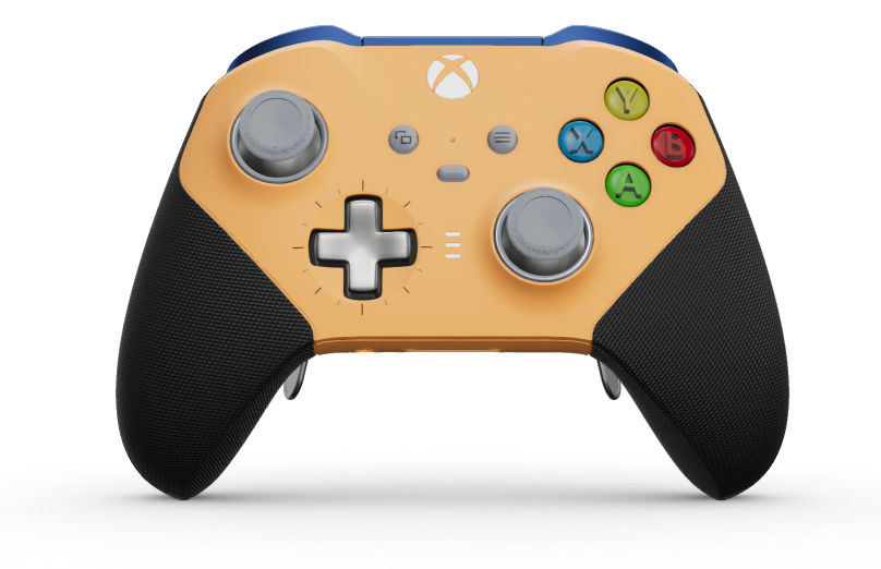 Xbox Elite Wireless Controller Series 2 - Core - Body: Soft Orange + Rubberised Grips, D-pad: Cross, Bright Silver (Metal), Back: Soft Orange + Rubberised Grips