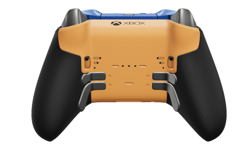 Xbox Elite Wireless Controller Series 2 - Core - Body: Soft Orange + Rubberised Grips, D-pad: Cross, Bright Silver (Metal), Back: Soft Orange + Rubberised Grips