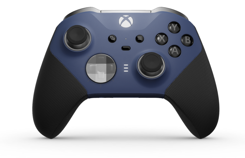 Xbox Elite Wireless Controller Series 2 – Core - Vorderseite: Midnight Blue + gummierte Griffe, D-Pad: Facettiert, Storm Gray (Metall), Rückseite: Midnight Blue + gummierte Griffe