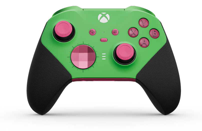 Xbox Elite Wireless Controller Series 2 - Core - 本體: 疾速綠 + 橡膠握把, 方向鍵: 多面向，深粉紅 (金屬), 背面: 深粉紅 + 橡膠握把