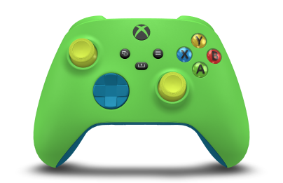 Xbox Wireless Controller - Framsida: Velocity-grön, Styrknappar: Mineralblå, Styrspakar: Citrongul