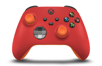 Xbox Wireless Controller - Body: Pulse Red, D-Pads: Storm Gray (Metallic), Thumbsticks: Zest Orange