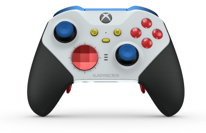 Xbox Elite Wireless Controller Series 2 - Core - Fremsida: Robot White + Rubberized Grips, Styrknapp: Facett, Pulse Red (Metall), Tillbaka: Robot White + Rubberized Grips
