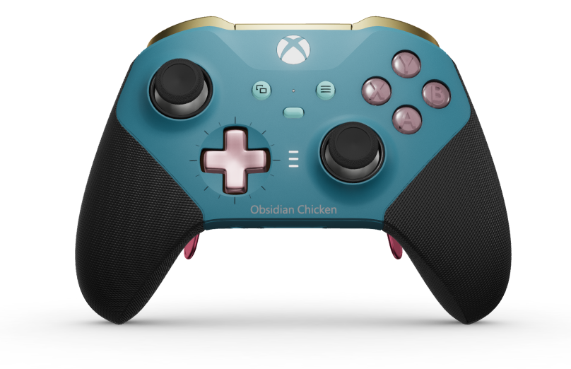 Xbox Elite Wireless Controller Series 2 - Core - Hoveddel: Mineralblå + gummigreb, D-blok: Kryds, Blød pink (metal), Bagside: Mineralblå + gummigreb