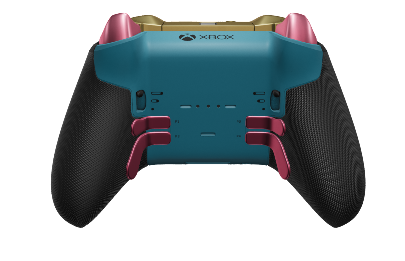 Xbox Elite Wireless Controller Series 2 - Core - Hoveddel: Mineralblå + gummigreb, D-blok: Kryds, Blød pink (metal), Bagside: Mineralblå + gummigreb