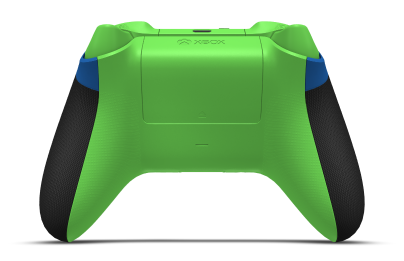 Controller with Shock Blue body, Velocity Green D-pad, and Velocity Green thumbsticks - back view