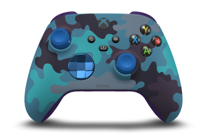Xbox Wireless Controller - Body: Mineral Camo, D-Pads: Photon Blue (Metallic), Thumbsticks: Shock Blue