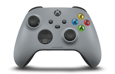 Controller with Ash Grey body, Carbon Black D-pad, and Carbon Black thumbsticks - front view