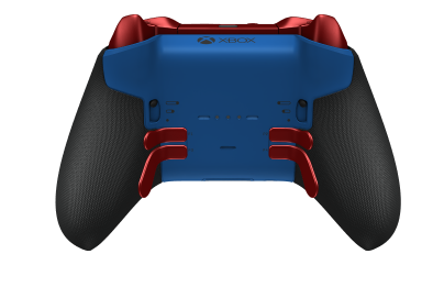 Xbox Elite Wireless Controller Series 2 - Core - Fremsida: Shock Blue + Rubberized Grips, Styrknapp: Facett, Pulse Red (Metall), Tillbaka: Shock Blue + Rubberized Grips