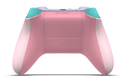 Controller with Soft Pink body, Glacier Blue D-pad, and Robot White thumbsticks - back view