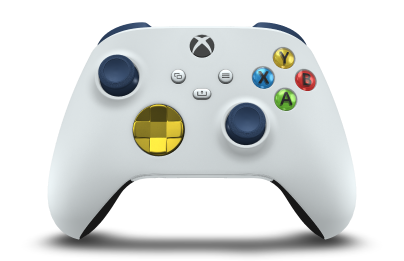 Xbox Wireless Controller - Framsida: Robotvit, Styrknappar: Blixtgul (metallic), Styrspakar: Midnattsblå