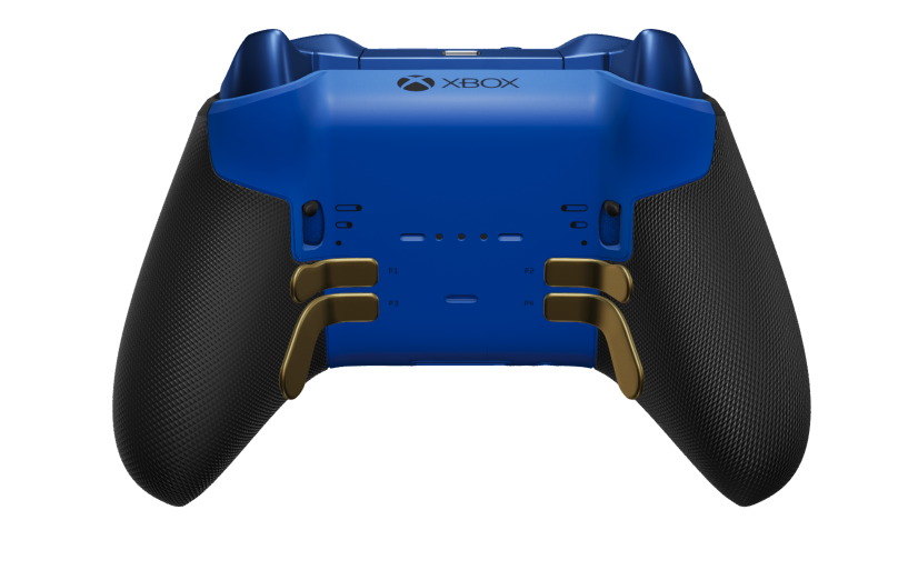 Xbox Elite Wireless Controller Series 2 – Core - Corpo: Preto Carbono + Pegas em Borracha, Botão Direcional: Cruz, Laranja Suave (Metal), Traseira: Azul Choque + Pegas em Borracha